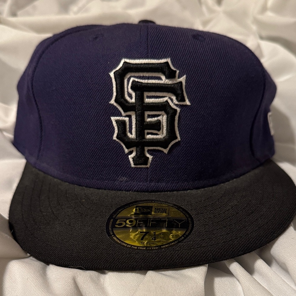 New Era San Francisco SF Logo Fitted Hat in Purple and Black
